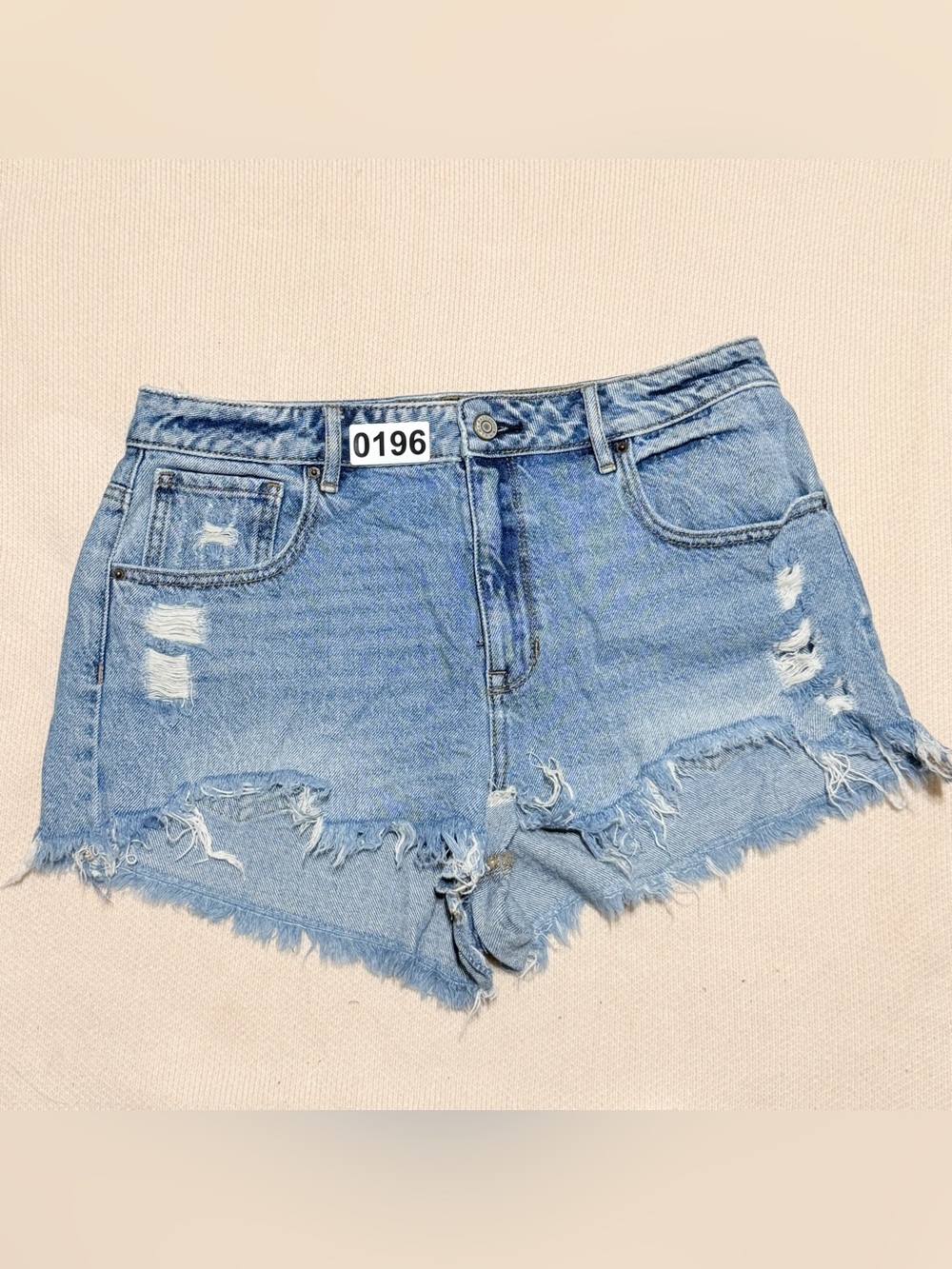 PacSun Blue Distressed Jean Shorts High-Rise size 30